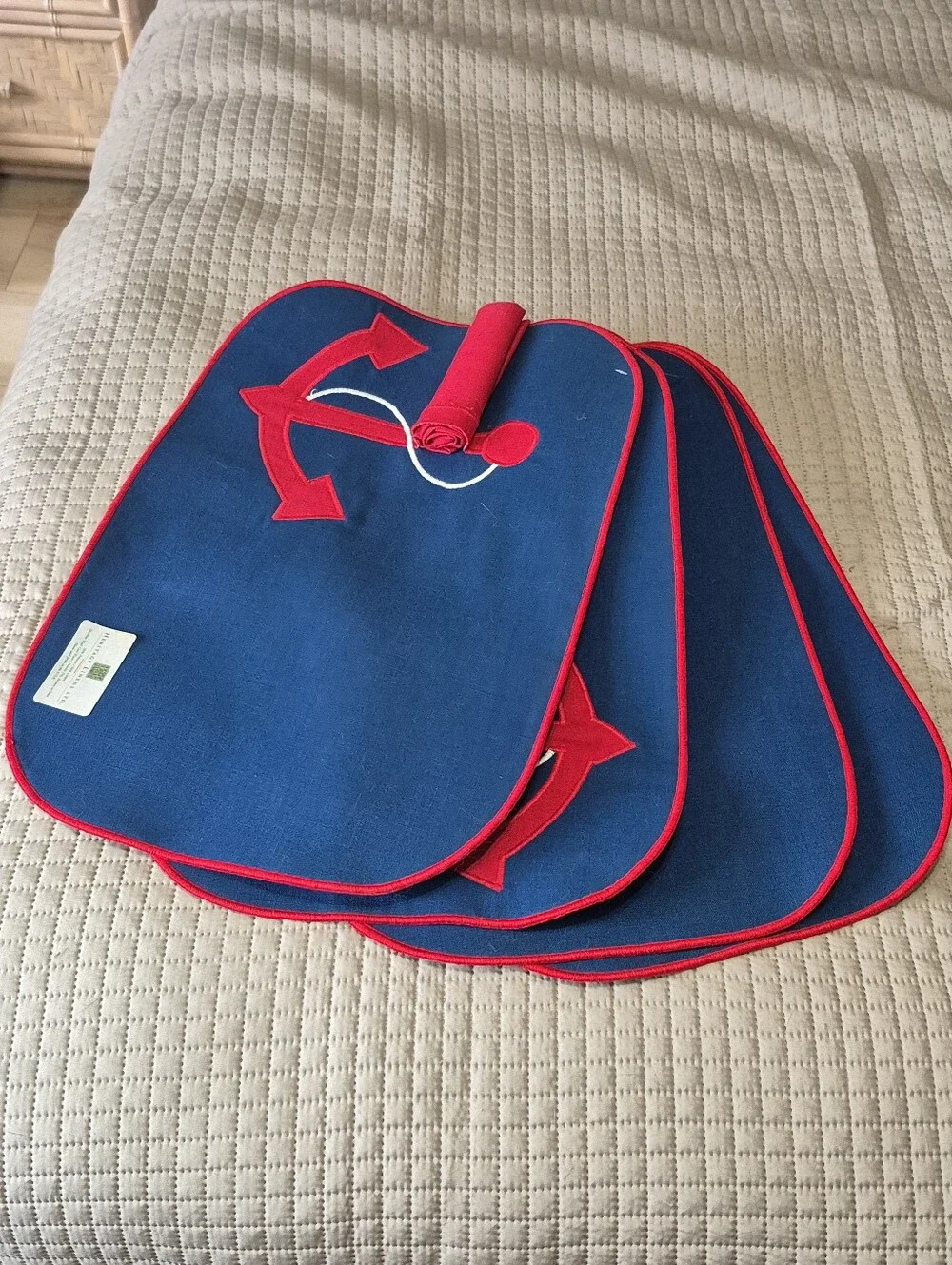 Set of 4 Heritage Linens Nautical Anchor Placemats with Napkins NWT